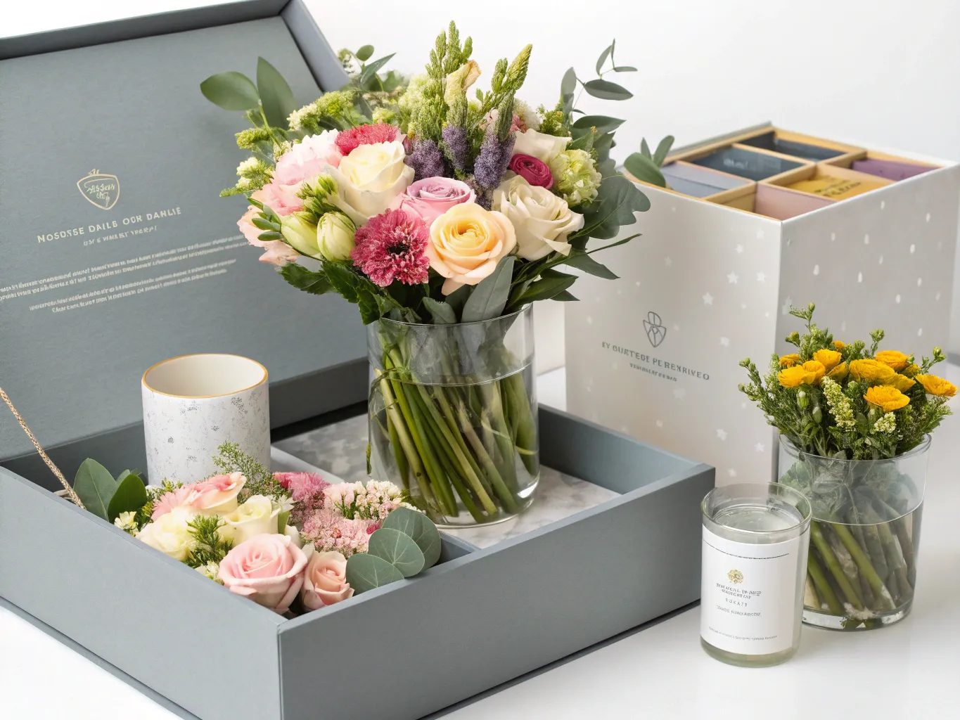 Elegant erhvervsabonnement med stilfulde blomsterarrangementer